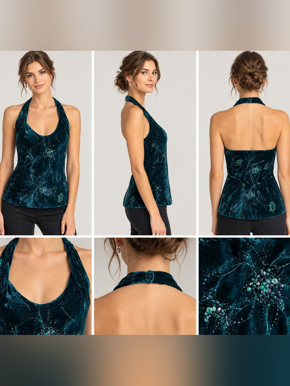 Party/Wedding style Holter by Worth, Dark Green with sequins, size 10